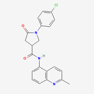 molecular formula C21H18ClN3O2 B2475940 1-(4-chlorophenyl)-N-(2-methylquinolin-5-yl)-5-oxopyrrolidine-3-carboxamide CAS No. 1203278-88-9