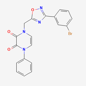molecular formula C19H13BrN4O3 B2475943 1-((3-(3-bromophenyl)-1,2,4-oxadiazol-5-yl)methyl)-4-phenylpyrazine-2,3(1H,4H)-dione CAS No. 1251606-85-5