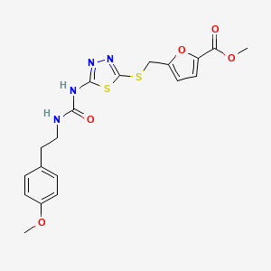 molecular formula C19H20N4O5S2 B2475948 Methyl 5-(((5-(3-(4-methoxyphenethyl)ureido)-1,3,4-thiadiazol-2-yl)thio)methyl)furan-2-carboxylate CAS No. 1172841-22-3