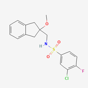 molecular formula C17H17ClFNO3S B2475950 3-chloro-4-fluoro-N-((2-methoxy-2,3-dihydro-1H-inden-2-yl)methyl)benzenesulfonamide CAS No. 2034410-87-0