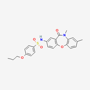 molecular formula C24H24N2O5S B2475955 N-(8,10-二甲基-11-氧代-10,11-二氢二苯并[b,f][1,4]恶杂环-2-基)-4-丙氧基苯磺酰胺 CAS No. 922094-99-3