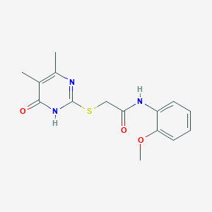 molecular formula C15H17N3O3S B2475965 2-((4,5-dimethyl-6-oxo-1,6-dihydropyrimidin-2-yl)thio)-N-(2-methoxyphenyl)acetamide CAS No. 941921-40-0