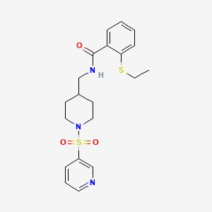 molecular formula C20H25N3O3S2 B2475996 2-(ethylthio)-N-((1-(pyridin-3-ylsulfonyl)piperidin-4-yl)methyl)benzamide CAS No. 1428365-25-6