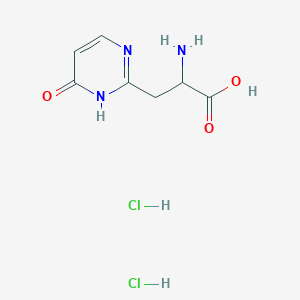 molecular formula C7H11Cl2N3O3 B2476006 2-Amino-3-(6-oxo-1H-pyrimidin-2-yl)propanoic acid;dihydrochloride CAS No. 2241127-80-8