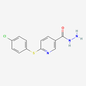 molecular formula C12H10ClN3OS B2476007 6-[(4-Chlorophenyl)sulfanyl]nicotinohydrazide CAS No. 866143-46-6