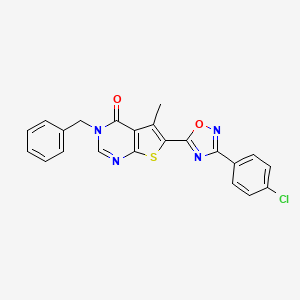 molecular formula C22H15ClN4O2S B2476019 3-benzyl-6-(3-(4-chlorophenyl)-1,2,4-oxadiazol-5-yl)-5-methylthieno[2,3-d]pyrimidin-4(3H)-one CAS No. 1326822-11-0