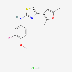 molecular formula C16H16ClFN2O2S B2476021 盐酸4-(2,5-二甲基呋喃-3-基)-N-(3-氟-4-甲氧基苯基)噻唑-2-胺 CAS No. 2034619-31-1