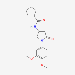 molecular formula C18H24N2O4 B2476022 N-(1-(3,4-dimethoxyphenyl)-5-oxopyrrolidin-3-yl)cyclopentanecarboxamide CAS No. 900996-42-1