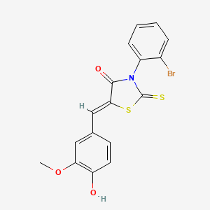 B2476049 (Z)-3-(2-bromophenyl)-5-(4-hydroxy-3-methoxybenzylidene)-2-thioxothiazolidin-4-one CAS No. 638139-19-2
