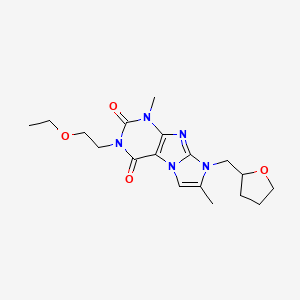 B2476052 2-(2-Ethoxyethyl)-4,7-dimethyl-6-(oxolan-2-ylmethyl)purino[7,8-a]imidazole-1,3-dione CAS No. 876674-21-4