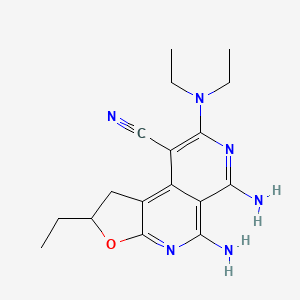 molecular formula C17H22N6O B2476059 5,6-Diamino-8-(diethylamino)-2-ethyl-1,2-dihydrofuro[2,3-c][2,7]naphthyridine-9-carbonitrile CAS No. 749901-87-9