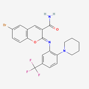 molecular formula C22H19BrF3N3O2 B2476065 6-Bromo-2-[2-piperidin-1-yl-5-(trifluoromethyl)phenyl]iminochromene-3-carboxamide CAS No. 313245-34-0