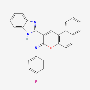 molecular formula C26H16FN3O B2476068 2-(1H-benzimidazol-2-yl)-N-(4-fluorophenyl)benzo[f]chromen-3-imine CAS No. 313233-28-2