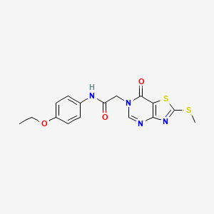 molecular formula C16H16N4O3S2 B2476077 N-(4-ethoxyphenyl)-2-(2-(methylthio)-7-oxothiazolo[4,5-d]pyrimidin-6(7H)-yl)acetamide CAS No. 1115279-14-5