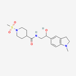 B2476079 N-(2-hydroxy-2-(1-methylindolin-5-yl)ethyl)-1-(methylsulfonyl)piperidine-4-carboxamide CAS No. 1705761-31-4