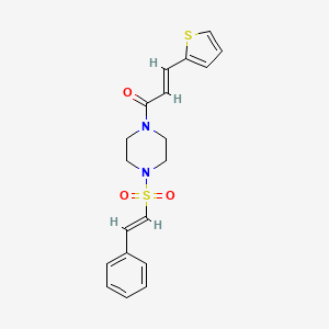 molecular formula C19H20N2O3S2 B2476081 (E)-1-[4-[(E)-2-phenylethenyl]sulfonylpiperazin-1-yl]-3-thiophen-2-ylprop-2-en-1-one CAS No. 924878-44-4