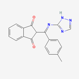 molecular formula C19H14N4O2 B2476084 2-(2-(3H-2,3,5-triazolyl)-2-aza-1-(4-methylphenyl)vinyl)indane-1,3-dione CAS No. 1025668-21-6