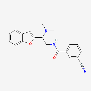 molecular formula C20H19N3O2 B2476091 N-(2-(benzofuran-2-yl)-2-(dimethylamino)ethyl)-3-cyanobenzamide CAS No. 2034301-16-9