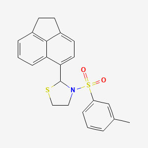 molecular formula C22H21NO2S2 B2476094 2-Acenaphthen-5-yl-3-(toluene-3-sulfonyl)-thiazolidine CAS No. 337353-15-8