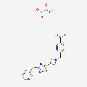 molecular formula C23H23N3O7 B2476096 Methyl 4-((3-(3-benzyl-1,2,4-oxadiazol-5-yl)azetidin-1-yl)methyl)benzoate oxalate CAS No. 1351659-49-8