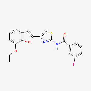 molecular formula C20H15FN2O3S B2476100 N-[4-(7-乙氧基-1-苯并呋喃-2-基)-1,3-噻唑-2-基]-3-氟苯甲酰胺 CAS No. 921569-39-3