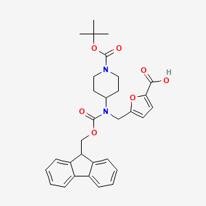 5-[[9H-Fluoren-9-ylmethoxycarbonyl-[1-[(2-methylpropan-2-yl)oxycarbonyl]piperidin-4-yl]amino]methyl]furan-2-carboxylic acid