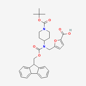 molecular formula C31H34N2O7 B2476110 5-[[9H-Fluoren-9-ylmethoxycarbonyl-[1-[(2-methylpropan-2-yl)oxycarbonyl]piperidin-4-yl]amino]methyl]furan-2-carboxylic acid CAS No. 2137750-08-2