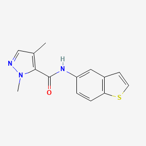 molecular formula C14H13N3OS B2476114 N-(benzo[b]thiophen-5-yl)-1,4-dimethyl-1H-pyrazole-5-carboxamide CAS No. 1207039-41-5