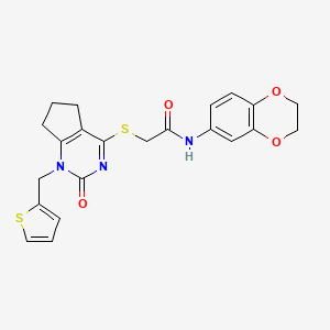 N-(2,3-dihydrobenzo[b][1,4]dioxin-6-yl)-2-((2-oxo-1-(thiophen-2-ylmethyl)-2,5,6,7-tetrahydro-1H-cyclopenta[d]pyrimidin-4-yl)thio)acetamide