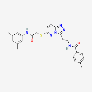 molecular formula C25H26N6O2S B2476123 N-(2-(6-((2-((3,5-dimethylphenyl)amino)-2-oxoethyl)thio)-[1,2,4]triazolo[4,3-b]pyridazin-3-yl)ethyl)-4-methylbenzamide CAS No. 872994-65-5