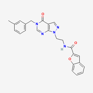 molecular formula C24H21N5O3 B2476128 N-(2-(5-(3-methylbenzyl)-4-oxo-4,5-dihydro-1H-pyrazolo[3,4-d]pyrimidin-1-yl)ethyl)benzofuran-2-carboxamide CAS No. 921897-79-2