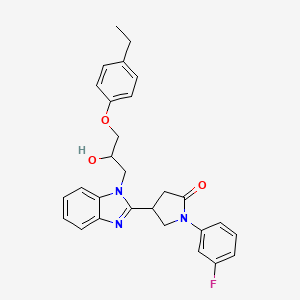 molecular formula C28H28FN3O3 B2476132 4-{1-[3-(4-Ethylphenoxy)-2-hydroxypropyl]benzimidazol-2-yl}-1-(3-fluorophenyl) pyrrolidin-2-one CAS No. 1018161-52-8