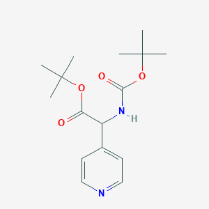 molecular formula C16H24N2O4 B2476137 Tert-butyl 2-((tert-butoxycarbonyl)amino)-2-(pyridin-4-yl)acetate CAS No. 1822431-00-4