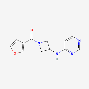 molecular formula C12H12N4O2 B2476144 N-[1-(呋喃-3-羰基)氮杂环丁烷-3-基]嘧啶-4-胺 CAS No. 2097918-94-8