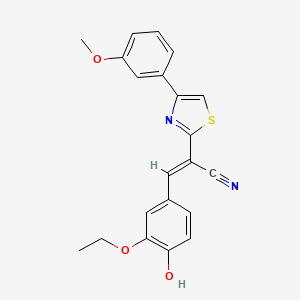 molecular formula C21H18N2O3S B2476153 (E)-3-(3-ethoxy-4-hydroxyphenyl)-2-(4-(3-methoxyphenyl)thiazol-2-yl)acrylonitrile CAS No. 476671-28-0