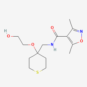 molecular formula C14H22N2O4S B2476162 N-((4-(2-hydroxyethoxy)tetrahydro-2H-thiopyran-4-yl)methyl)-3,5-dimethylisoxazole-4-carboxamide CAS No. 2177059-55-9