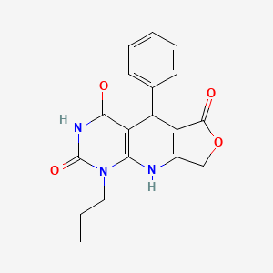 molecular formula C18H17N3O4 B2476175 8-Phényl-13-propyl-5-oxa-2,11,13-triazatricyclo[7.4.0.0^{3,7}]trideca-1(9),3(7)-diène-6,10,12-trione CAS No. 871548-03-7