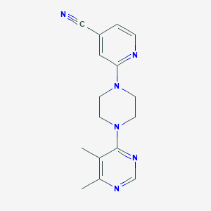 molecular formula C16H18N6 B2476183 2-[4-(5,6-Dimethylpyrimidin-4-yl)piperazin-1-yl]pyridine-4-carbonitrile CAS No. 2380168-22-7