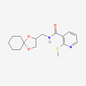 molecular formula C16H22N2O3S B2476192 N-(1,4-dioxaspiro[4.5]decan-2-ylmethyl)-2-(methylthio)nicotinamide CAS No. 1210461-30-5