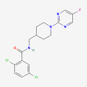 molecular formula C17H17Cl2FN4O B2476199 2,5-Dichlor-N-((1-(5-Fluorpyrimidin-2-yl)piperidin-4-yl)methyl)benzamid CAS No. 2034615-03-5