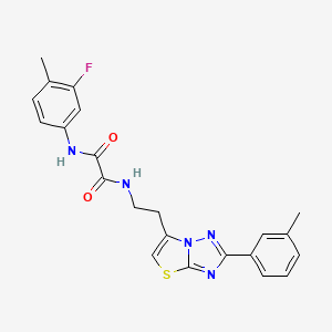 N1-(3-fluoro-4-methylphenyl)-N2-(2-(2-(m-tolyl)thiazolo[3,2-b][1,2,4]triazol-6-yl)ethyl)oxalamide