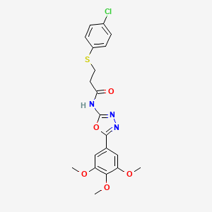 3-((4-chlorophenyl)thio)-N-(5-(3,4,5-trimethoxyphenyl)-1,3,4-oxadiazol-2-yl)propanamide