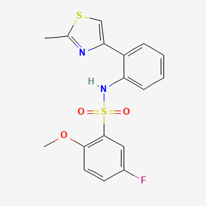 molecular formula C17H15FN2O3S2 B2476207 5-fluoro-2-methoxy-N-(2-(2-methylthiazol-4-yl)phenyl)benzenesulfonamide CAS No. 1788784-85-9