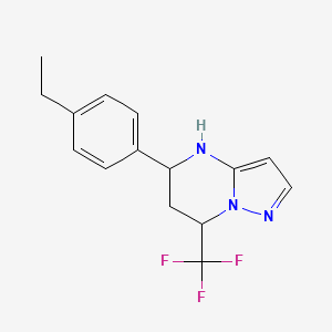 molecular formula C15H16F3N3 B2476217 5-(4-Ethylphenyl)-7-(trifluoromethyl)-4,5,6,7-tetrahydropyrazolo[1,5-a]pyrimidine CAS No. 676459-69-1