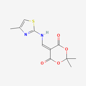 molecular formula C11H12N2O4S B2476221 2,2-二甲基-5-(((4-甲基噻唑-2-基)氨基)亚甲基)-1,3-二氧杂环-4,6-二酮 CAS No. 913177-73-8