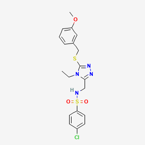 molecular formula C19H21ClN4O3S2 B2476222 4-Chlor-N-({4-Ethyl-5-[(3-Methoxybenzyl)sulfanyl]-4H-1,2,4-triazol-3-yl}methyl)benzolsulfonamid CAS No. 338421-93-5