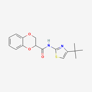 molecular formula C16H18N2O3S B2476226 N-(4-(tert-butyl)thiazol-2-yl)-2,3-dihydrobenzo[b][1,4]dioxine-2-carboxamide CAS No. 681168-37-6