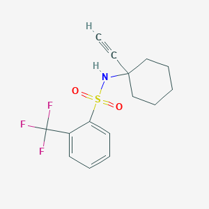molecular formula C15H16F3NO2S B2476229 N-(1-ethynylcyclohexyl)-2-(trifluoromethyl)benzenesulfonamide CAS No. 866008-76-6