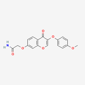 molecular formula C18H15NO6 B2476247 2-((3-(4-methoxyphenoxy)-4-oxo-4H-chromen-7-yl)oxy)acetamide CAS No. 858764-31-5