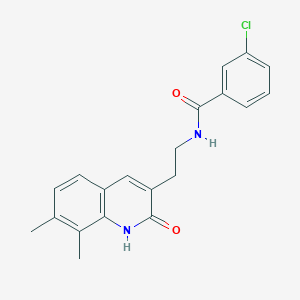 molecular formula C20H19ClN2O2 B2476256 3-chloro-N-(2-(7,8-dimethyl-2-oxo-1,2-dihydroquinolin-3-yl)ethyl)benzamide CAS No. 851407-76-6
